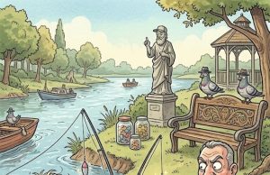 Three blondes were sitting by the side of a river