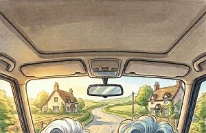 Two elderly women were driving home in a large car.