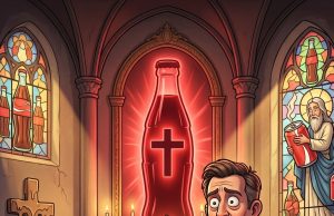 In a church garden, a priest is walking with a wealthy businessman,