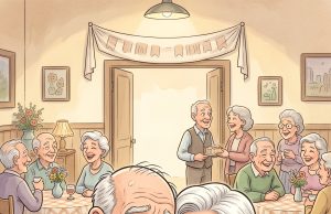 The class of 1950 gets together for their class reunion.