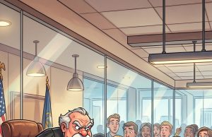 A small town lawyer called his first witness to the stand in a trial