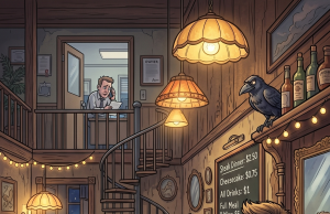 A guy walks into the bar of a restaurant