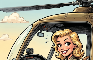 A blonde was taking helicopter lessons.